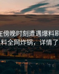 当事人在傍晚时刻遭遇爆料刷爆评论，黑料全网炸锅，详情了解