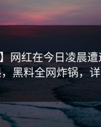 【紧急】网红在今日凌晨遭遇丑闻争议四起，黑料全网炸锅，详情探秘