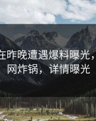 主持人在昨晚遭遇爆料曝光，黑料全网炸锅，详情曝光
