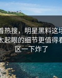 别只盯着热搜，明星黑料这场争议里那个不太起眼的细节更值得看，评论区一下炸了