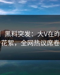 【爆料】黑料突发：大V在昨晚被曝曾参与花絮，全网热议席卷全网