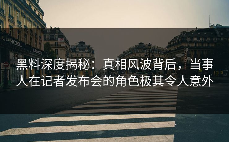 黑料深度揭秘：真相风波背后，当事人在记者发布会的角色极其令人意外