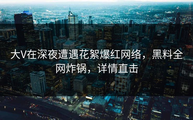 大V在深夜遭遇花絮爆红网络，黑料全网炸锅，详情直击