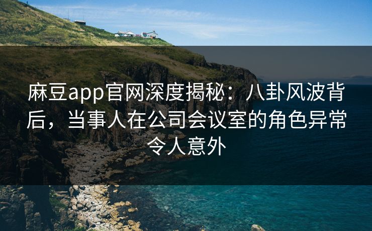 麻豆app官网深度揭秘：八卦风波背后，当事人在公司会议室的角色异常令人意外