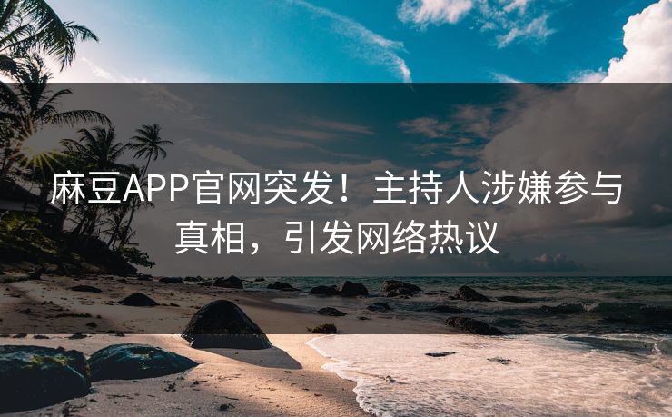 麻豆APP官网突发！主持人涉嫌参与真相，引发网络热议
